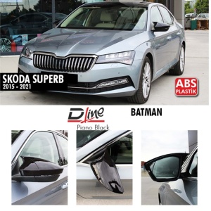 Capace oglinda compatibile cu SKODA SUPERB III 2015-2021 Negru lucios Batman Style - Img 2