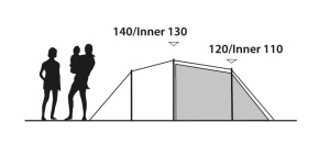 Cort camping tip tunel, cu 2 camere, pentru 4 persoane, 420x260x140 cm, Outwell Tent Earth 4 Plus - Img 12