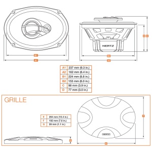 Difuzoare auto Hertz Dieci DCX 690.3, set coaxial 3 căi, 6x9 inch, 90W RMS, 4Ω, 2 difuzoare - Img 4