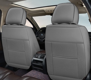 Huse auto premium 5 locuri Deluxe piele ecologică perforată - gri - negru - Img 4