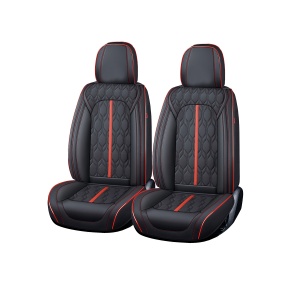 Huse auto premium 5 locuri Deluxe piele ecologică perforată - negru - rosu - Img 1
