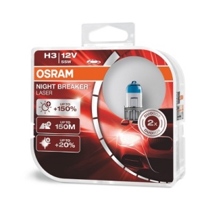 SET 2 BECURI 12V H3 55 W NIGHT BREAKER LASER NextGen +150% OSRAM - Img 2