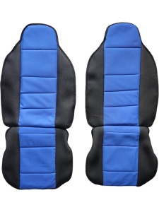 Set 2 huse scaune auto pentru fata, material textil, negru cu albastru - Img 4