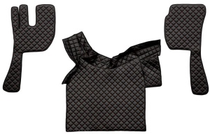 Set covorase camion, piele ecologica VOLVO FH12 FH 16 2002-2012 Negru si cusatura rosie, AUTOMAT