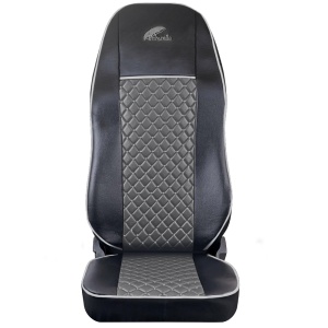 SET HUSE SCAUN TRUCK UMBRELLA PENTRU SCANIA SERIA R 2006-2020 PIELE ECOLOGICA NEAGRA+GRI - Img 1
