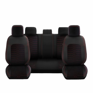 Set huse scaune auto GALAXY, universale, fata-spate, piele ecologica cu textil, negru cu gri
