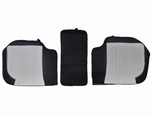Set huse scaune auto universale Deluxetuning, material textil, negru cu alb, fata-spate, bancheta fractionata - Img 4