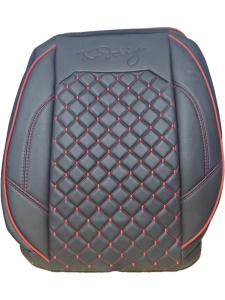 Set huse scaune auto, universale, fata-spate, bancheta fractionata, negru cu cusatura rosie, piele ecologica - Img 3