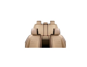 Set Huse Scaune Auto Universale Lux din Piele Ecologică Bej – 8 Bucăți, fata-spate