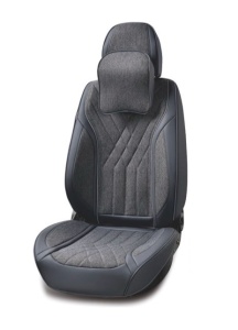 Set huse scaune auto universale, piele ecologica gri cu material textil gri, fata-spate