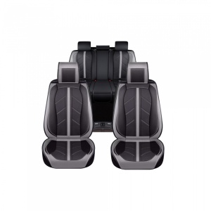 Set huse scaune auto universale SPORT, piele ecologica neagra cu gri, fata-spate