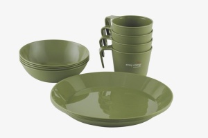 Set tacamuri vesela pentru masa de 4 persoane, farfurii si cani, Easy Camp Moss 4