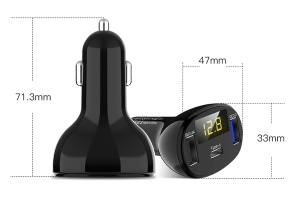 AUTÓS TÖLTŐ 1xUSB QC3.0 + 1xUSB 2.4A + 1xUSB Type-C LED FESZÜLTSÉG/TELJESÍTMÉNY KIJELZŐVEL - Img 5