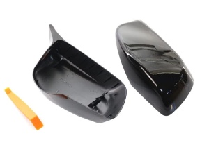 BMW 5-ös széria E60 2004-2007 modellekkel kompatibilis tükörborítások, fényes fekete M-Design, klipszekkel, az eredeti borítások cseréjére - Img 5