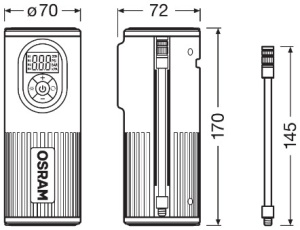 COMPRESOR AUTO CU ACUMULATOR 5200 mAh SI AFISAJ DIGITAL TYREINFLATE 2000 OSRAM - Img 2