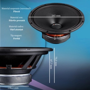 Difuzoare auto Avatar Tsunami MTU-61LE set componente, 165mm, 150W RMS, 4Ω, set 2 difuzoare - Img 10