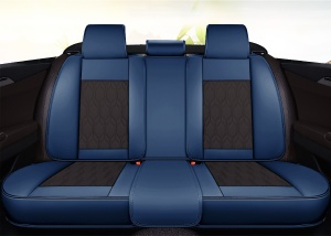 Huse auto premium 5 locuri Deluxe piele ecologică perforată - albastru inchis - negru - Img 3