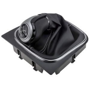 Nuca schimbator auto cu manson imitatie de piele neagra VW Golf 6 2008-2012, Golf V 2003-2008, Jetta 2005-2010, cu 6 trepte