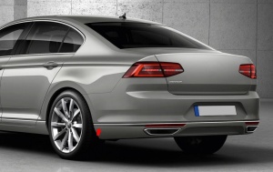 Rozsdamentes acél hátsó lökhárító díszlécek, kompatibilisek a VW Passat B8 2015-2019, 2019-> szedán modellekkel - Img 2