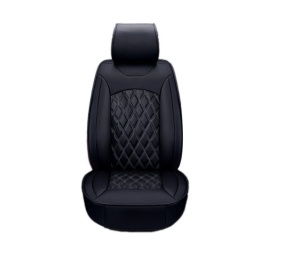 Set 1+1 Huse Scaune Auto Premium Lux Piele Ecologica, Negru cu cusaturi gri in romb - Img 2