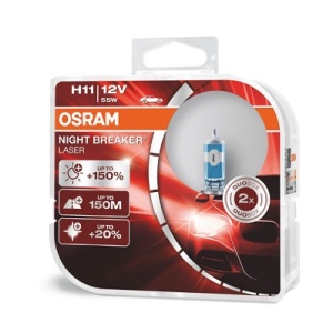 SET 2 BECURI 12V H11 55 W NIGHT BREAKER LASER NextGen +150% OSRAM - Img 3