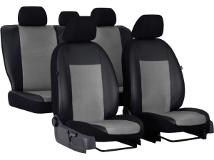 Set huse scaune auto, dedicate Opel Zafira C 2012->, cu 5 locuri, piele ecologica cu alcantara, negru cu gri