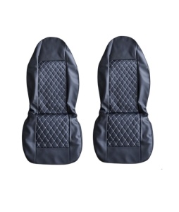 Set huse scaune auto universale cu tetiera integrata, material piele ecologica, culoare neagra, pentru fata - Img 3