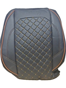 Set huse scaune auto, universale, fata-spate, bancheta fractionata, negru cu cusatura maro, piele ecologica - Img 3