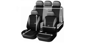 Set huse scaune auto, universale, fata-spate, Negru cu gri, material textil, compatibil airbag - Img 3