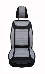 Set huse scaune auto universale, material textil negru cu gri, bancheta fractionata spate, fata-spate - Img 4
