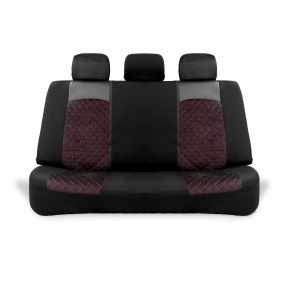 Set huse scaune auto universale, piele ecologica neagra cu material textil negru, fata-spate - Img 5