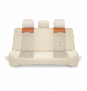 Set huse scaune auto universale seria SIDNEY, material textil crem si piele ecologica maro, fata-spate, compatibil airbag - Img 2