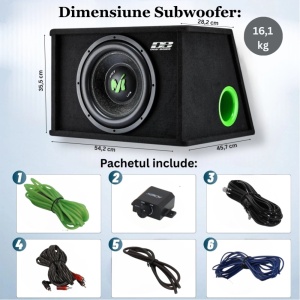Subwoofer auto activ Deaf Bonce Machete ML12A, 300mm, 250W RMS, Activ - Img 7