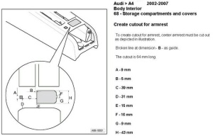 AUDI A4 B6 B7 2002-2008 Dedikált kartámasz fekete textil anyagból - Img 4