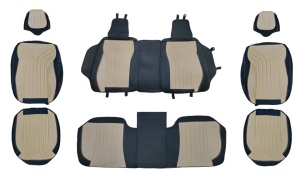 Deluxetuning univerzális autósüléshuzat-szett, textil anyagból, krémszínű fekete, első-hátsó, osztott ülés - Img 2