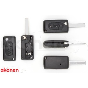 Gyújtáskulcs ház Citroen Berlingo / C2 / C3-hoz. 3 gombos. Kulccsal.