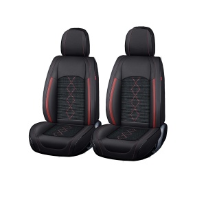 Huse auto premium 5 locuri Deluxe piele ecologică perforată și textil - negru - rosu închis
