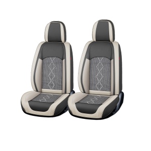 Huse auto premium 5 locuri Deluxe piele ecologică perforată și textil - gri deschis - gri inchis