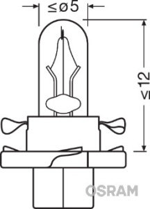 INDIKÁTOR IZZÓ BX8.4D BÉZS FOGLALAT 12V 1.5W KÉSZLET 10 DB OSRAM - Img 2
