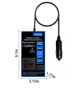 Inverter auto multifuctional de la 12V la 220V, putere maxima 1600W - Img 3