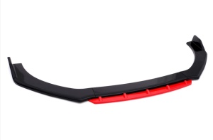Megane Design első lökhárító toldás, fényes fekete, piros ajakkal, 4 darabos, 180 cm hosszú - Img 6