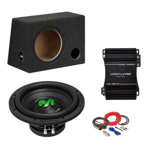Pachet Subwoofer auto Deaf Bonce ML 10S 300W + Apocalypse AAP 350.1D ATOM + Kit de cabluri complet
