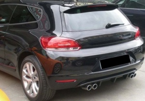Prelungire difuzor Bara Spate compatibil cu VW Scirocco 2008-2013 evacuare dubla stanga dreapta, negru lucios - Img 2