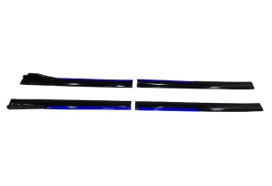 Set 2 Prelungiri praguri tuning 210 cm, negru lucios cu buza albastra - Img 3