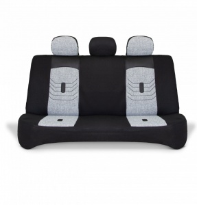 Set huse scaune auto universale seria KETEN, material textil gri si piele ecologica neagra, fata-spate, compatibil airbag - Img 6