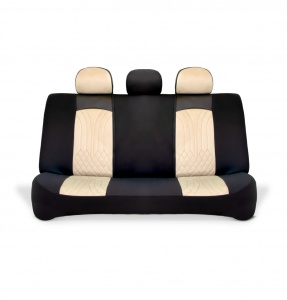 Set huse scaune auto universale seria SIDNEY, material textil crem si piele ecologica neagra, fata-spate, compatibil airbag - Img 3
