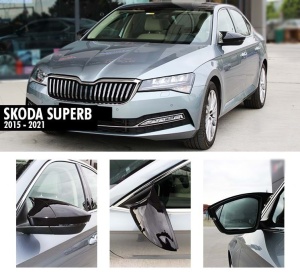 SKODA SUPERB III 2015-2021 fényes fekete Batman stílusú tükörborítások