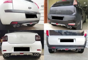 Univerzális hátsó lökhárító diffúzor, RACE A1 Design, matt fekete / szürke és fényvisszaverő reflektorral - Img 2