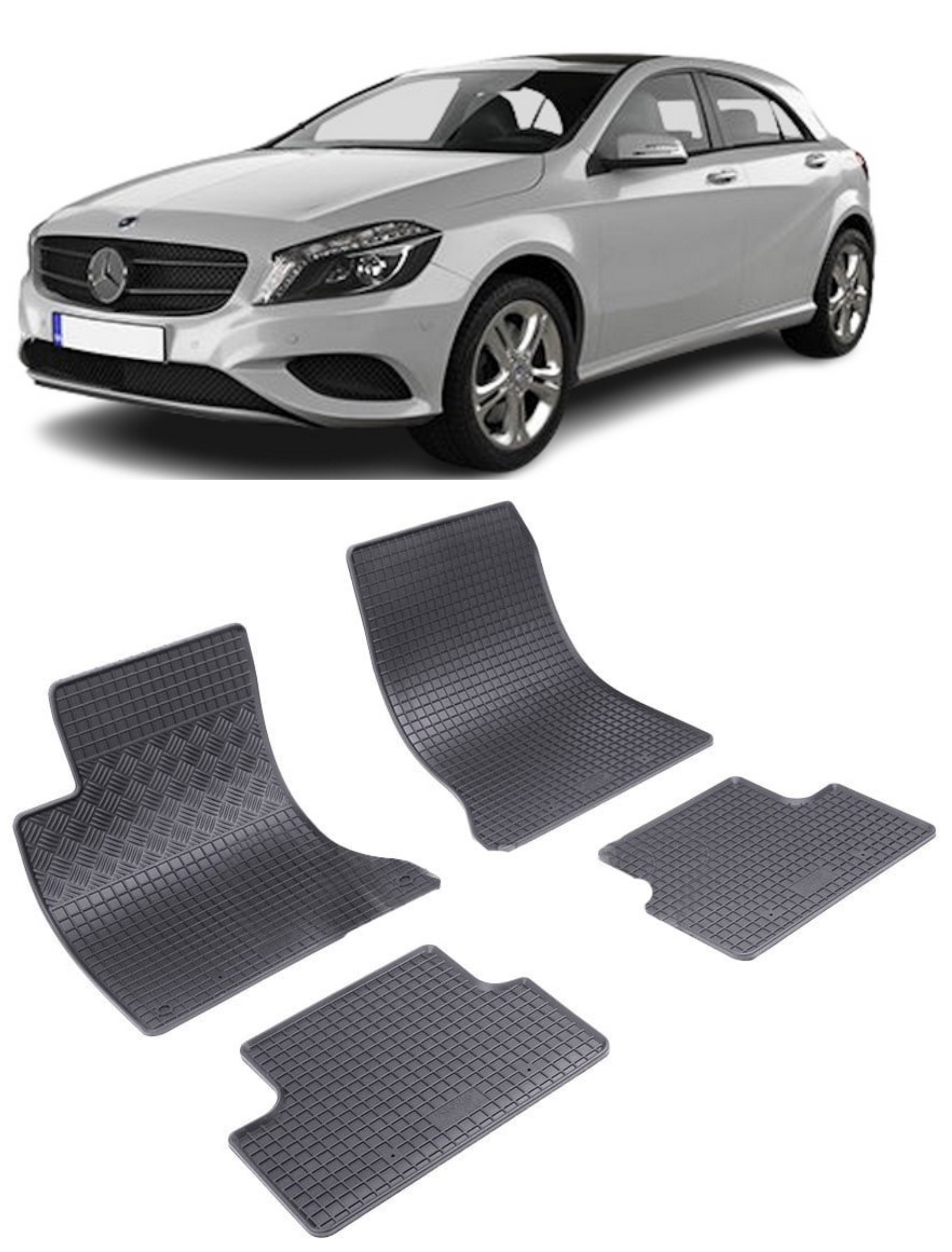 Set 4 covorase Mercedes A-Klasse 2013-2018, din cauciuc 100%, compatibile cu autoturismul MERCEDES A-Klasse