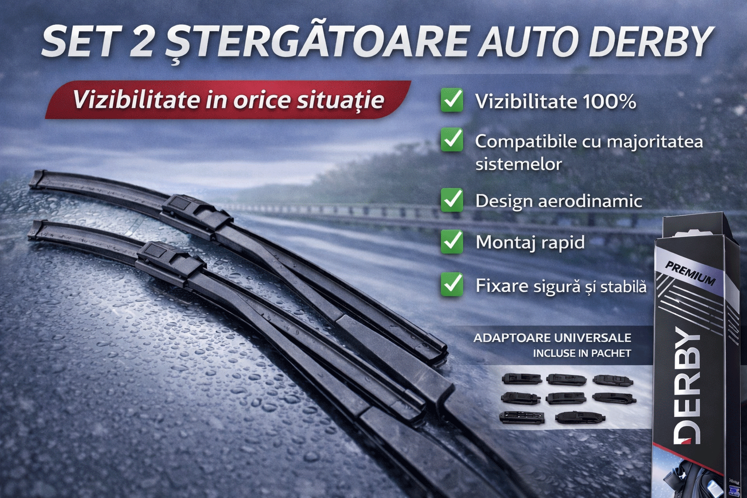 Set stergatoare auto AUDI A8 D3 (4E2, 4E8) din 2002-2010, Derby, din cauciuc siliconat rezistent